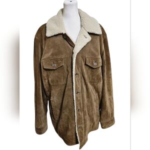 GAP Brown Suede Jacket with Cream Sherpa Collar